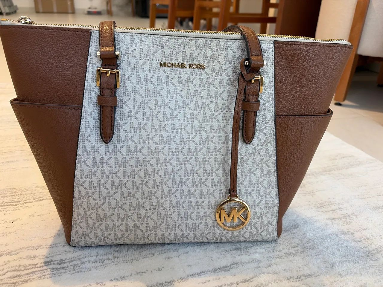 Bolsa Michael Kors Branca e Caramelo - Foto 2