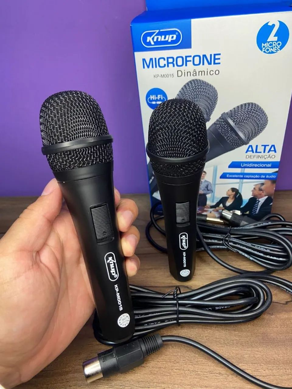 Microfone Com Fio Duplo Profissional Kp-m0015 Knup