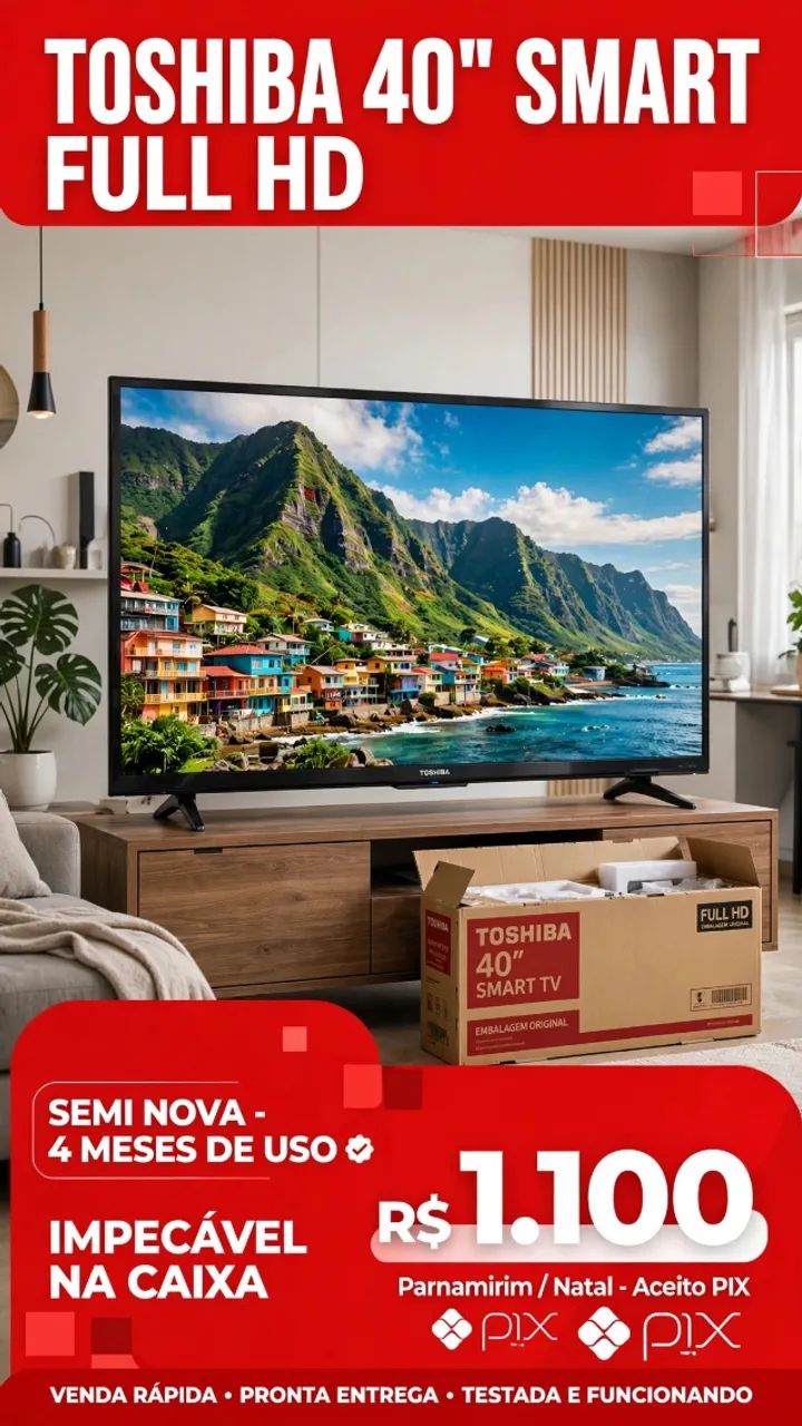 TOSHIBA 40" SMART FULL HD V35M - SEMI NOVA - R$ 1.100  Vendo TV Toshiba 40 polegadas model - Foto 3