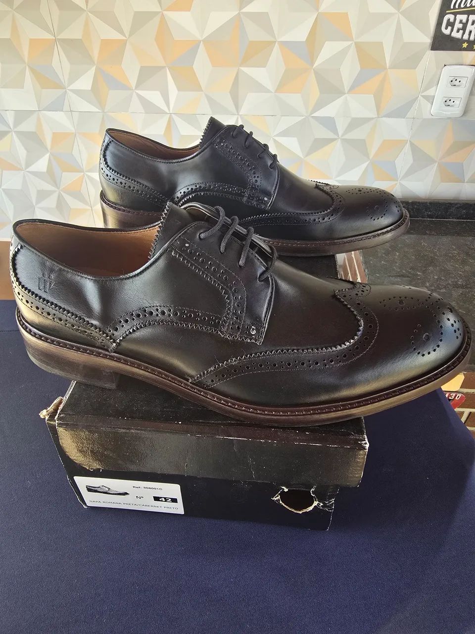 Derby Brogue Preto Solado em couro - Webasic - Foto 3