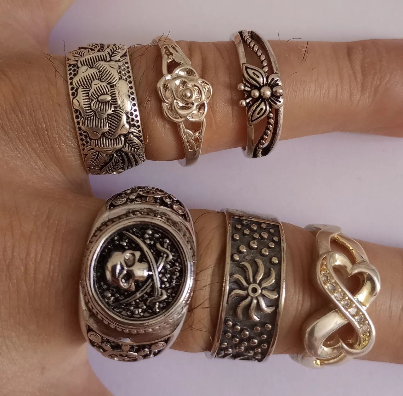 Anéis estilo vintage com banho de prata