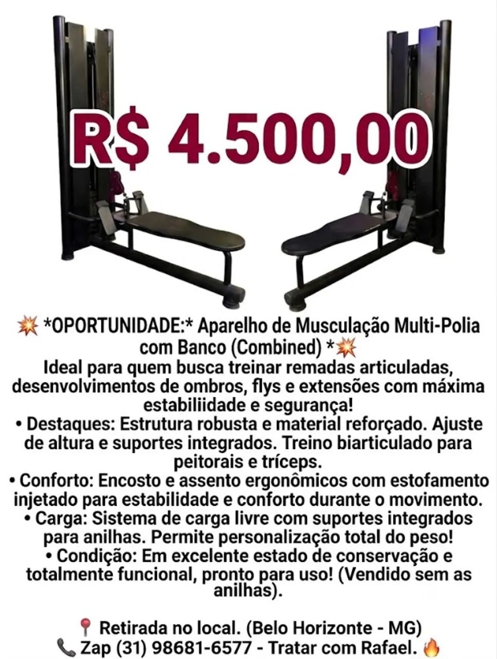 Multi-Polia com Banco Combined - Peitoral e Tríceps