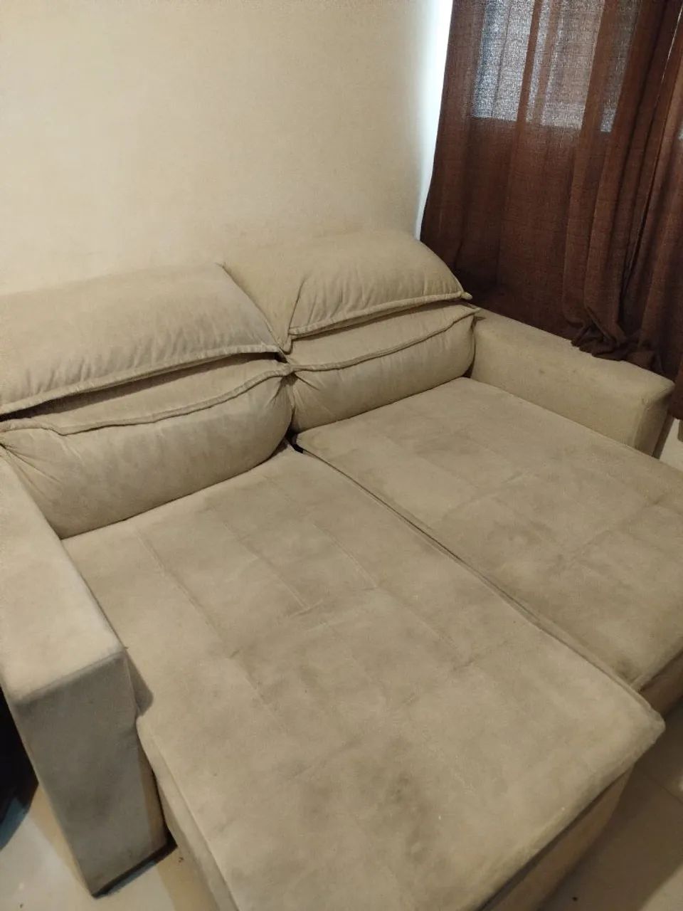 Sofá 2 lugares Bege reclinável - Foto 5