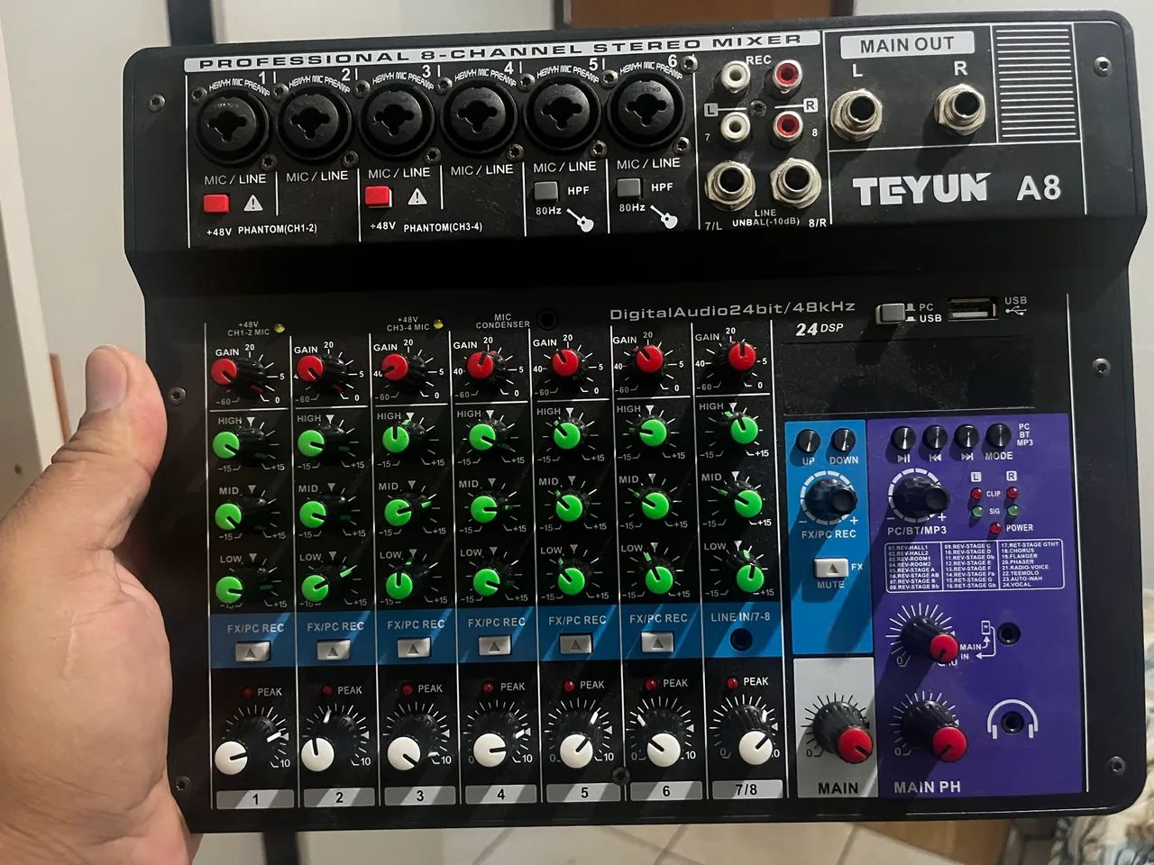 Mesa de Som digital TEYUN A8 8 canais e Bluetooth - Foto 4