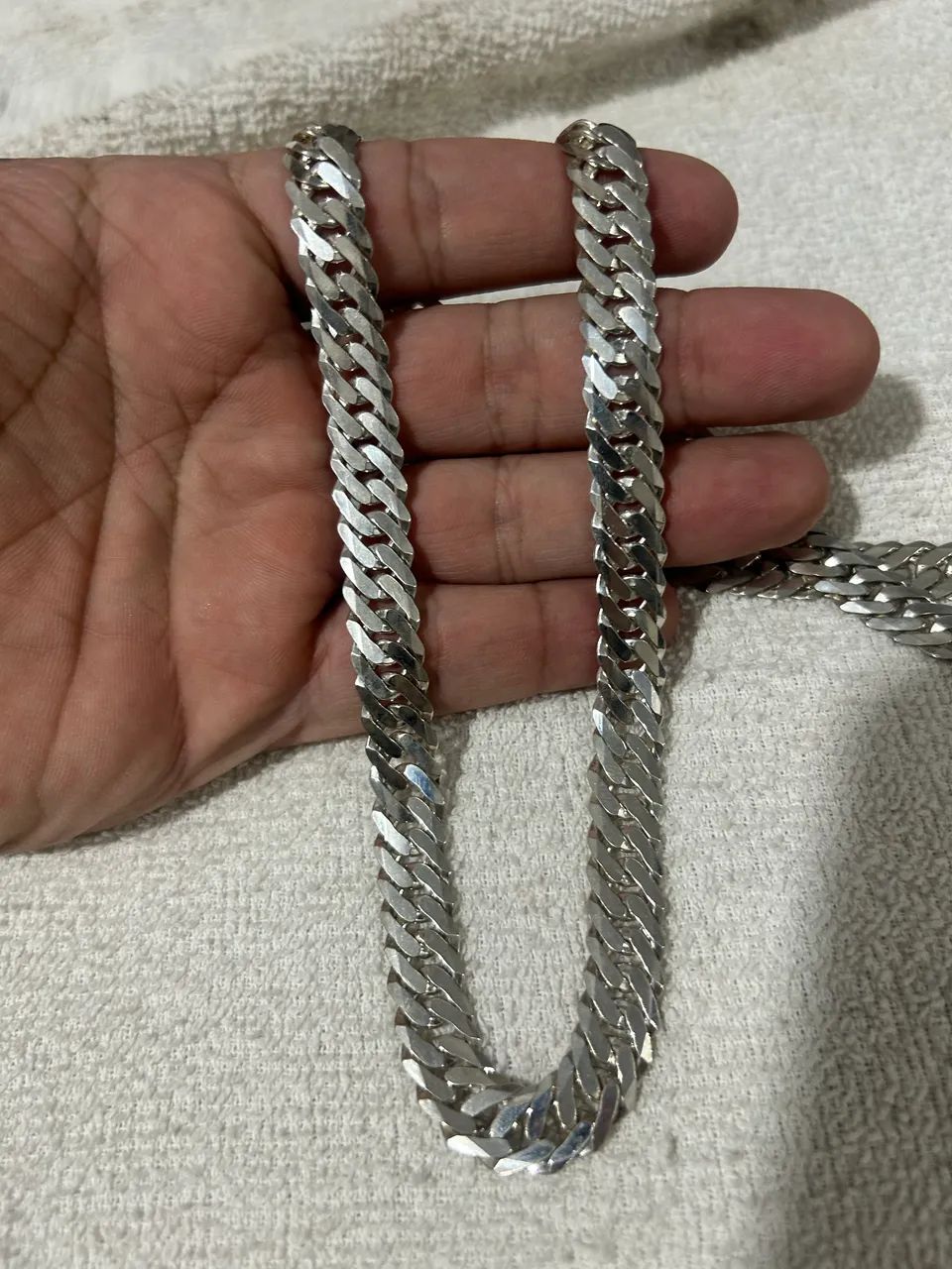 Corrente de Prata 70cm 10mm Elo Duplo - Foto 4