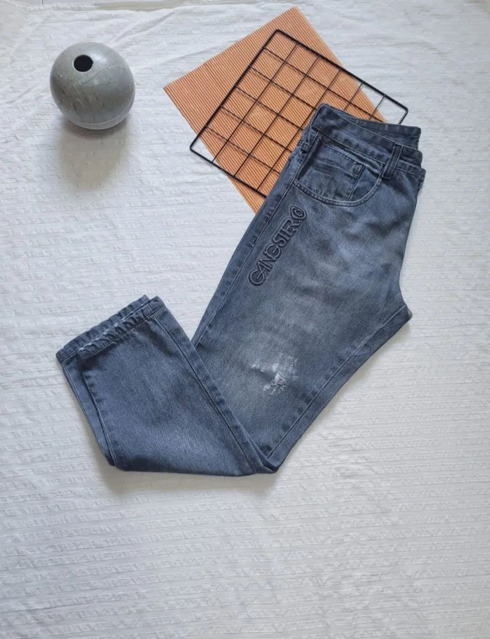 calça jeans cinza gangster Tam 42 - Foto 4