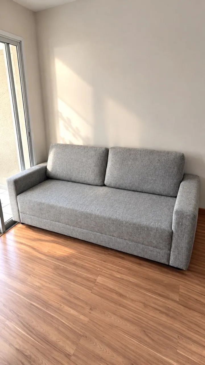 Sofá Linho Cinza 2 Lugares - Moderno e Confortável - Foto 4