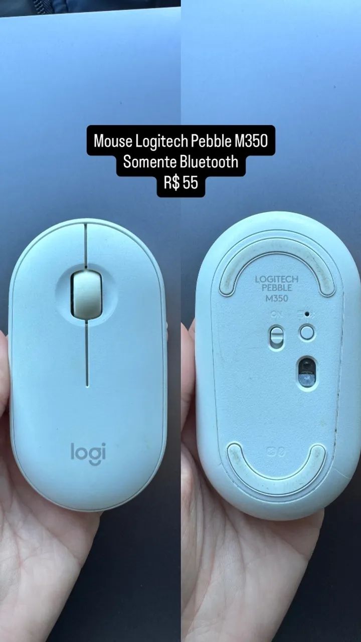 Mouse Logitech pebble pequeno branco