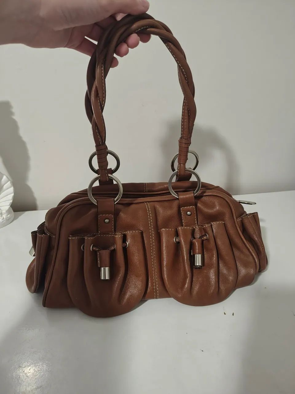 Bolsa marrom couro sintético  - Foto 4