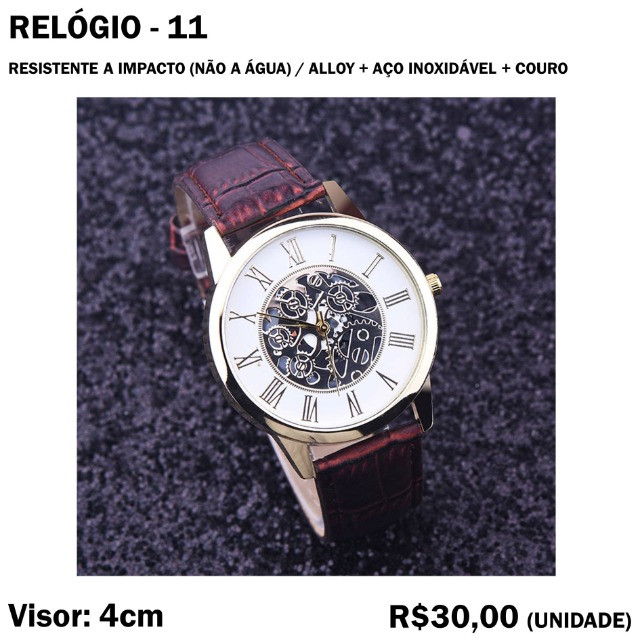 Relógio Marroom de Couro Marrom