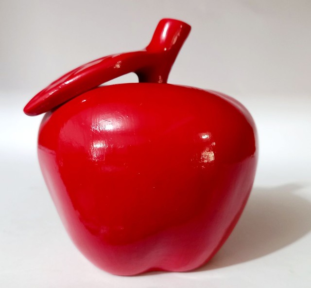 Maçã Decorativa Vermelha Brilhante em cerâmica - Foto 2
