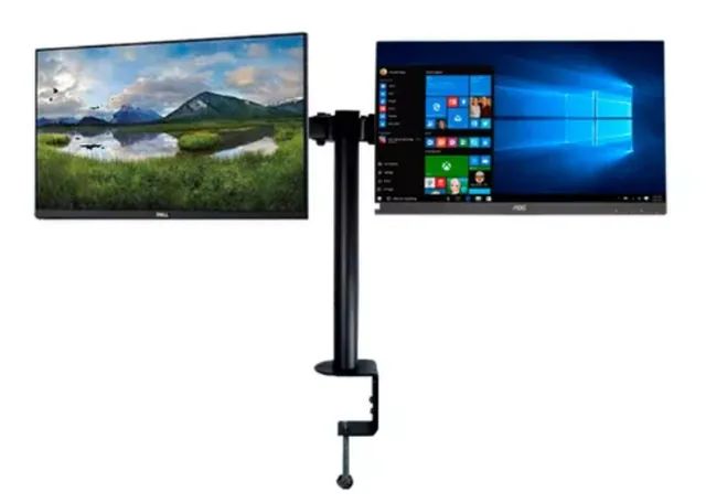 Suporte Para 2 Monitores Duplo Articulado Mesa Ajustável de 10" até 32"
