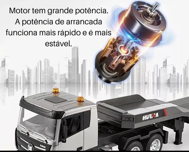Caminhão RC da marca Huina 1318, carreta Truck prancha plataforma - Foto 3