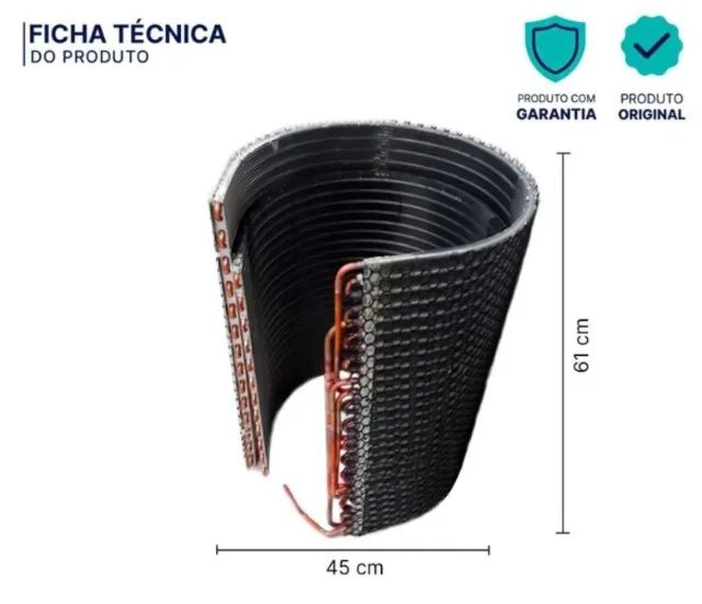 Serpentina Cobre Condensador 05301314P 9000 - 12000 BTUs Ar Condicionado Springer Carrier  - Foto 2