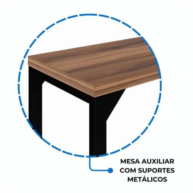 Mesa Em L Para Escritório Executiva Nogal Sevilha Preto Estrutura Reforçada 24478 - Foto 5