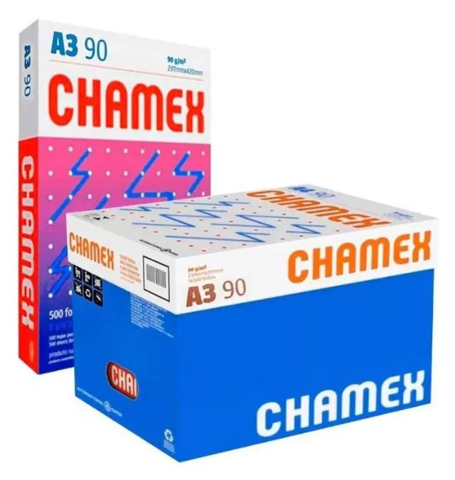 Caixa Papel Folha Sulfite A3 90gr 297x420 Chamex Office 2500 Folhas