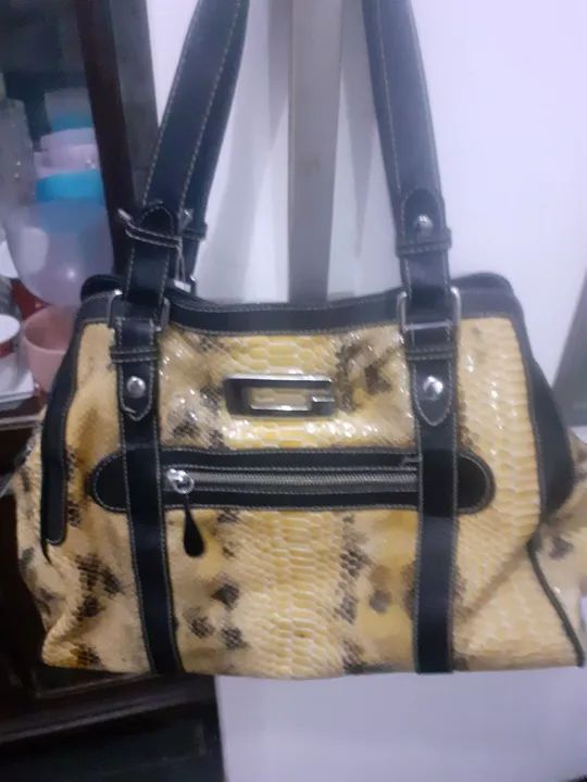 Bolsa de Ombro em Couro Python
