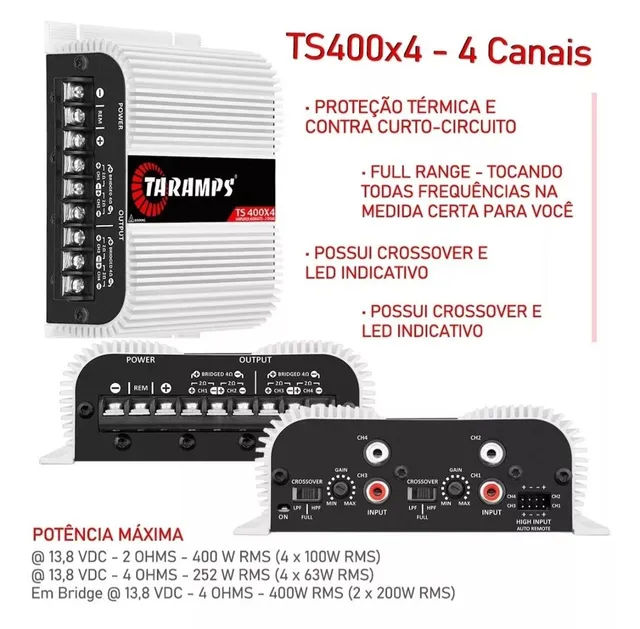 Módulo Amplificador Taramps TS 400x4 rms