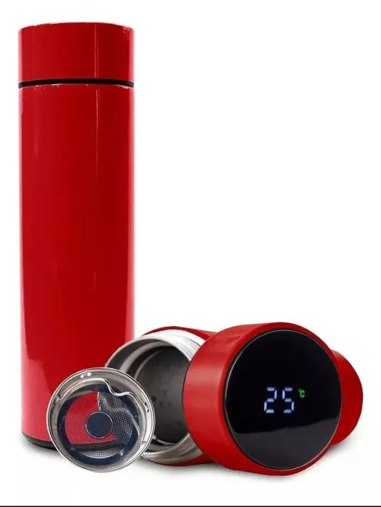 Garrafa térmica inox com medidor de temperatura digital - várias cores - Novas - Foto 2