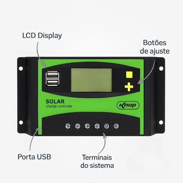 Controlador De Carga Solar Pwm 40a 12v / 24v Usb Automático