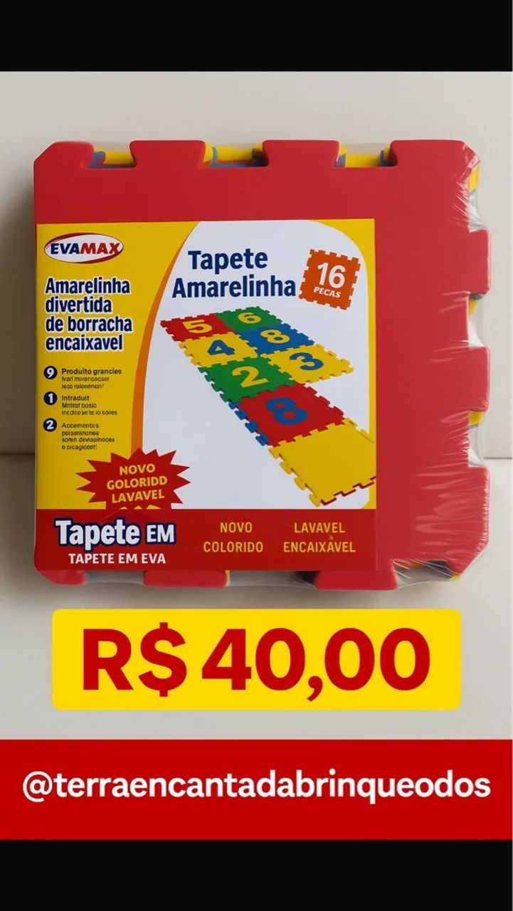 Tapete Amarelinha Divertido de Borracha Encaixável