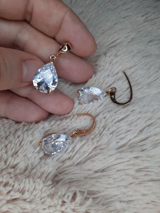 Brincos e Pingente com Pedras - Foto 3
