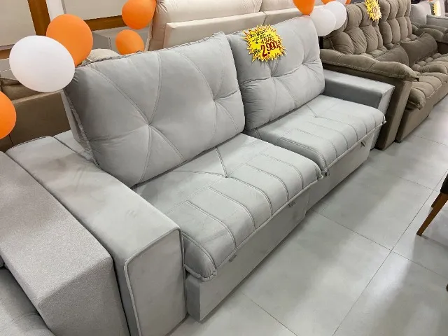 Sofá 2,50m em Veludo - Molas Ensacadas e Design Elegante