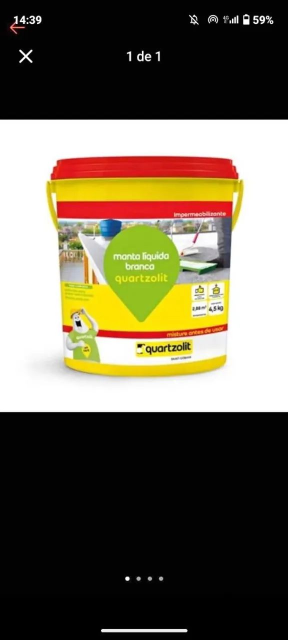 Manta Líquida Branca Impermeabilizante Quartzolit 4,5kg