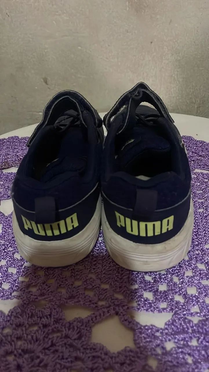 Tênis Puma Infantil - Azul/Cinza - 33 - Foto 4