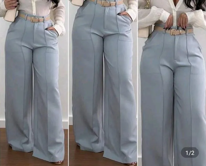 Calça Social Feminina Flare Azul Claro