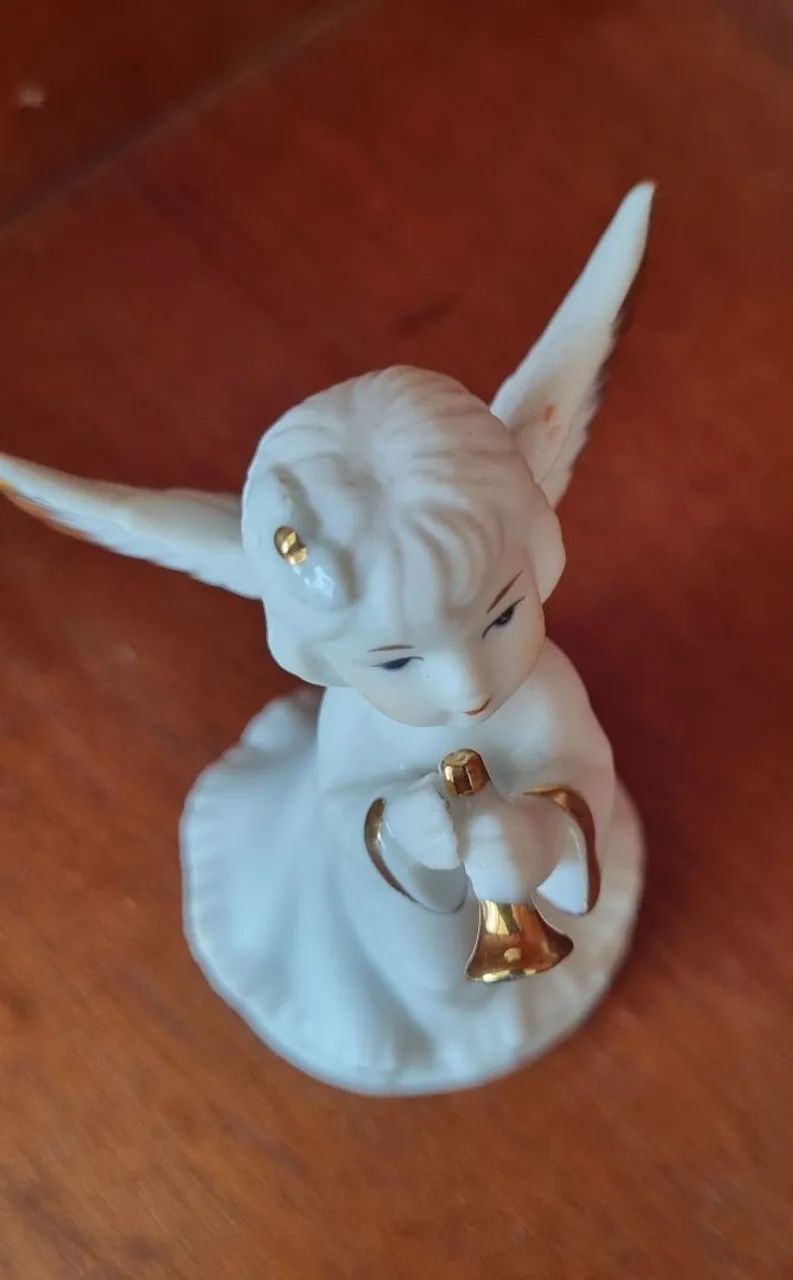 Antiga Estatueta Anjo em Porcelana 12 cm - Bibelo Colecionavel - Foto 4