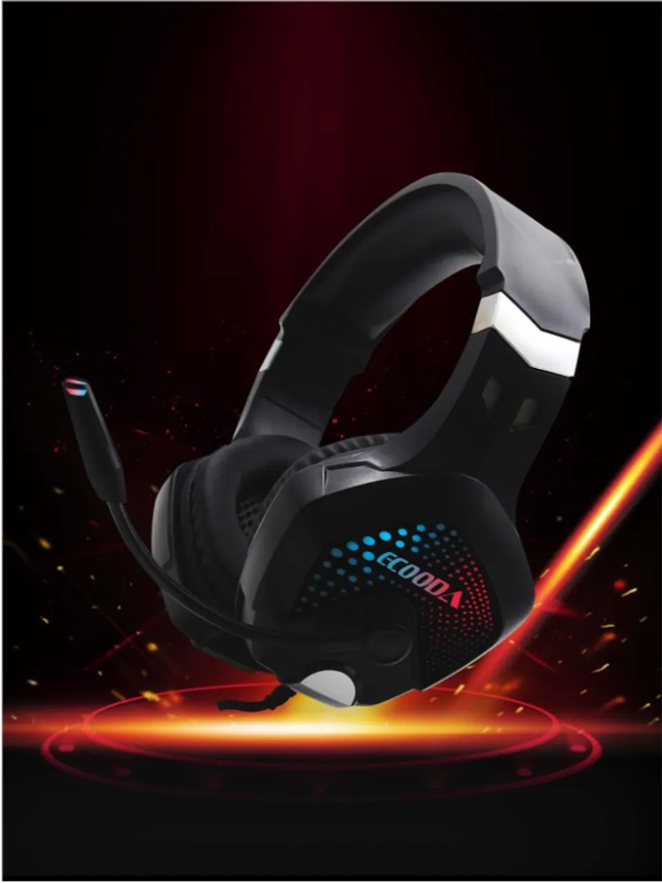 Fone de ouvido Gamer para jogos usb Led EC309 Ecooda Headphone auriculares com led pode re
