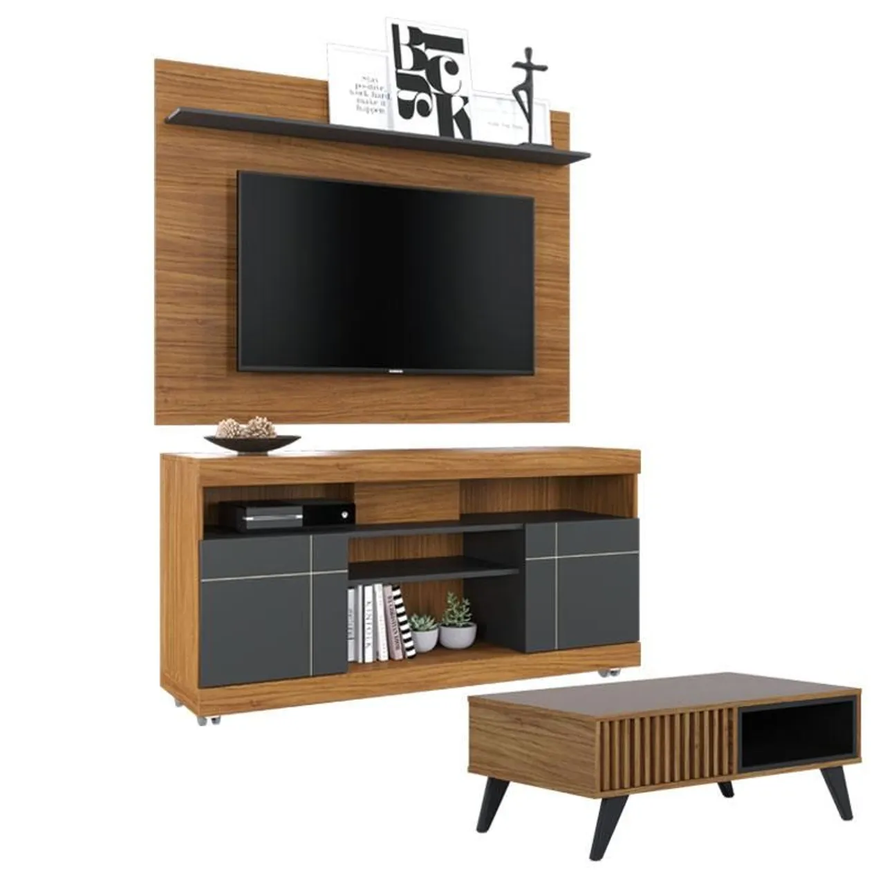 Home Theater Painel TV + Rack + Mesa de Centro 3 em 1