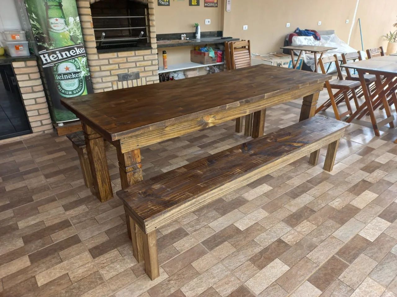 Mesa de 2x1 Rústica com bancos 