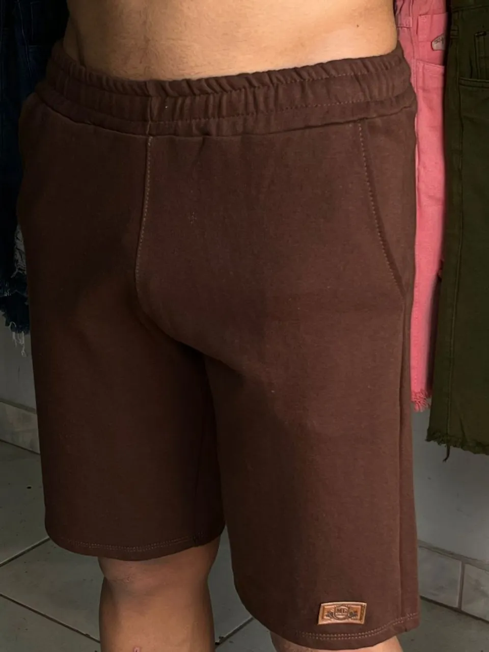 Shorts de Moletom Marrom