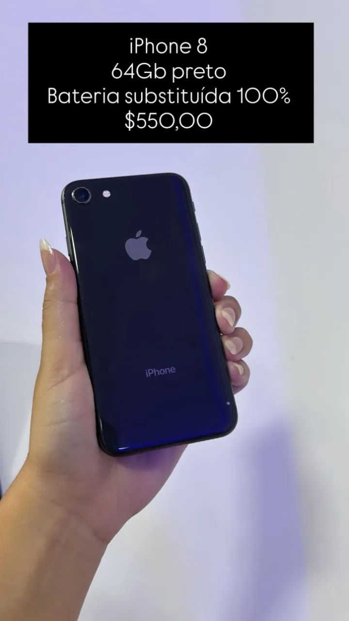 iPhone 8 / 64gb / preto / bateria Substituída 100% / loja física