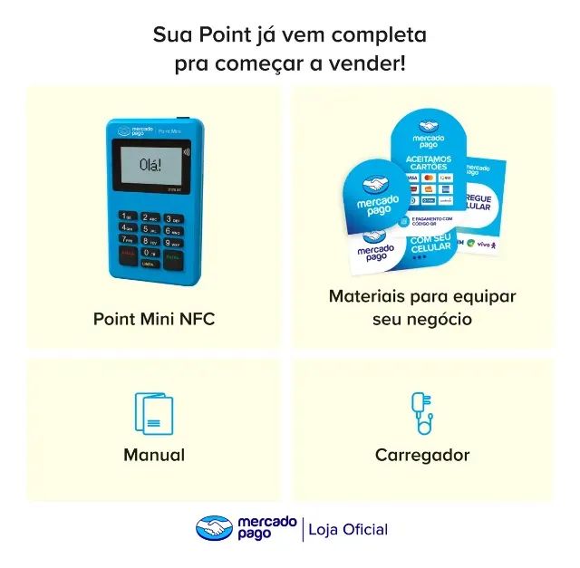 Maquininha De Cartão Mercado Pago Point Mini Nfc 2 Bluetooth - Foto 2