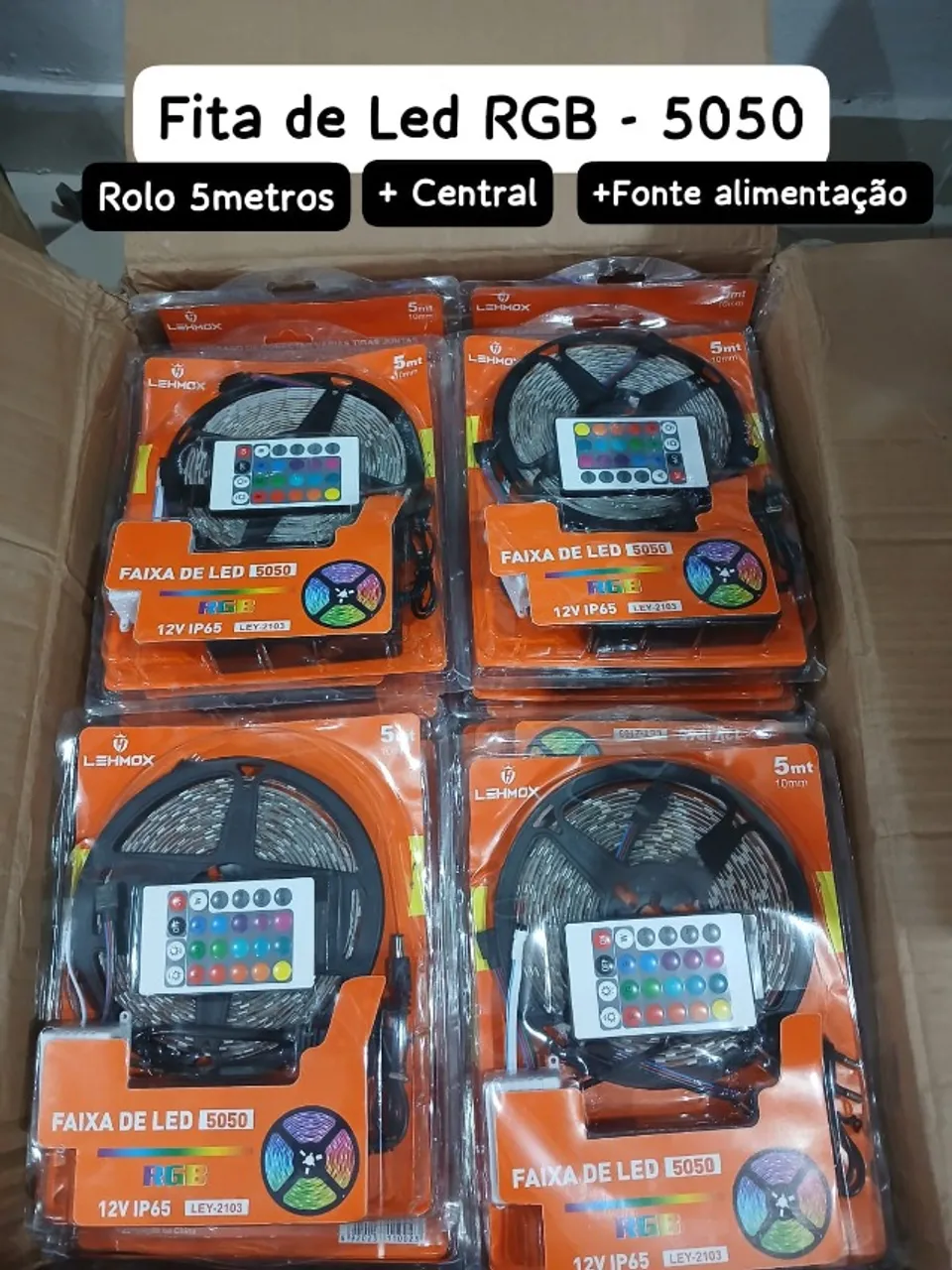 Fita de Led RGB rolo de 5 Metros acompanha Central e Fonte de Alimentação