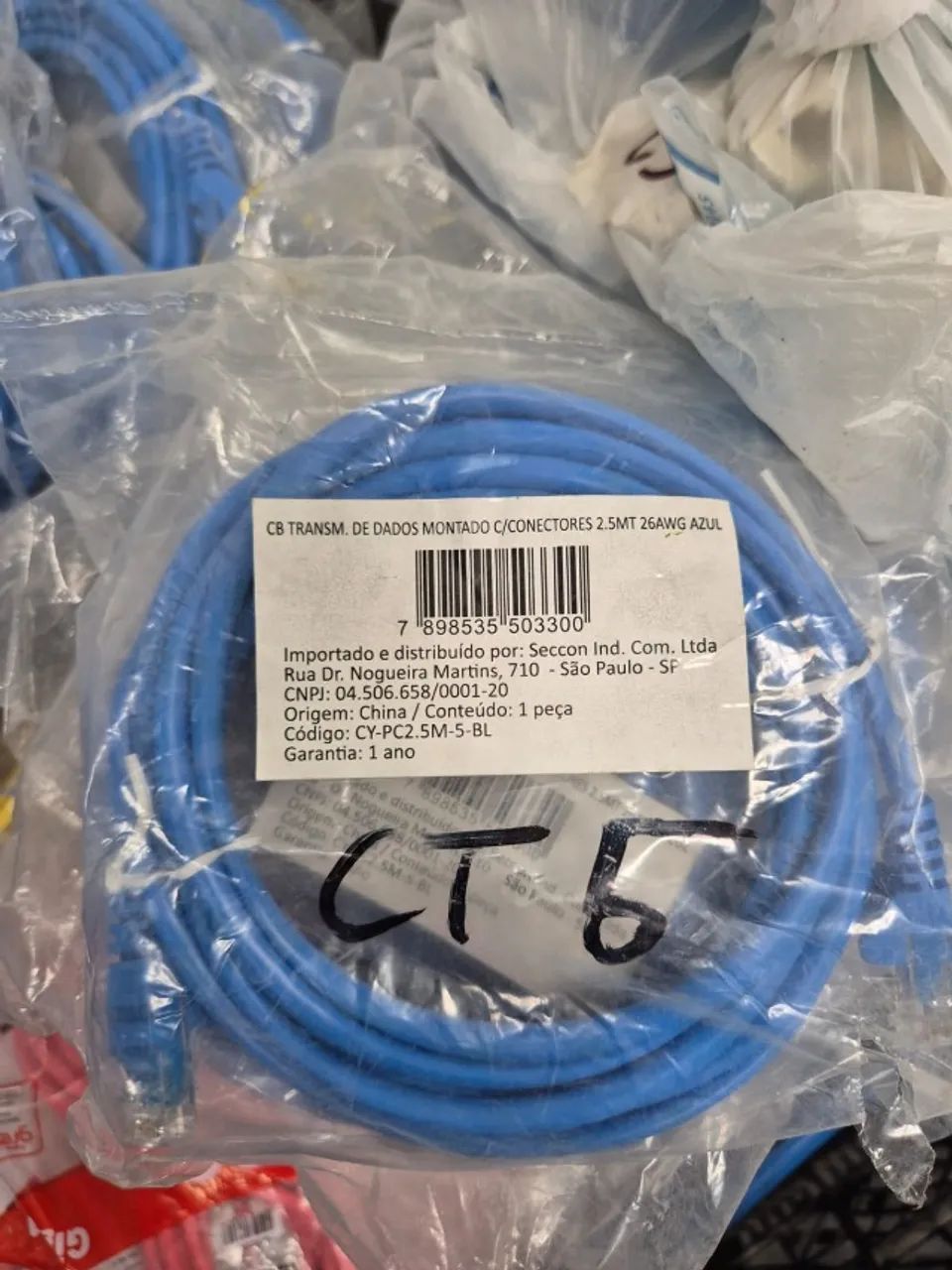cabo cat6 patch cord 2,5 metros