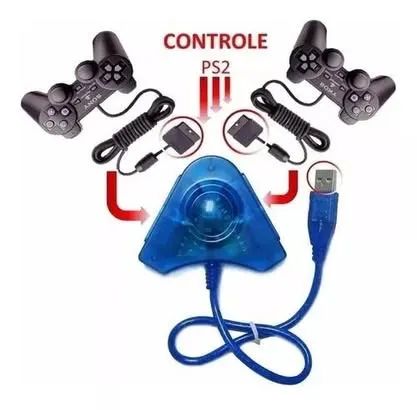Adaptador Usb Duplo pra PC notebook  Controles Ps1,Ps2, Ps3 Ligue No Pc e notebook