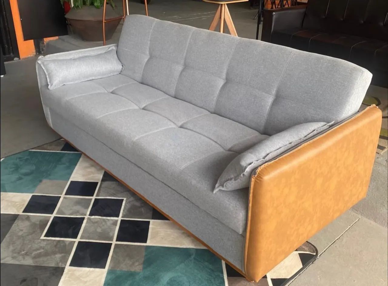 Sofá Cama Ipanema Baú Linho Bege Larg. 2.05m Produto Novo  - Foto 2
