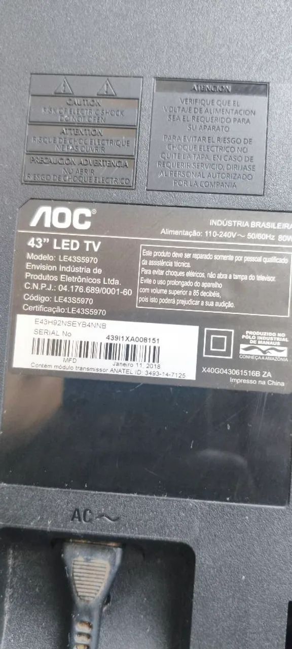 Vendo TV AOC 43 polegadas está nova porém tela quebrada  - Foto 3