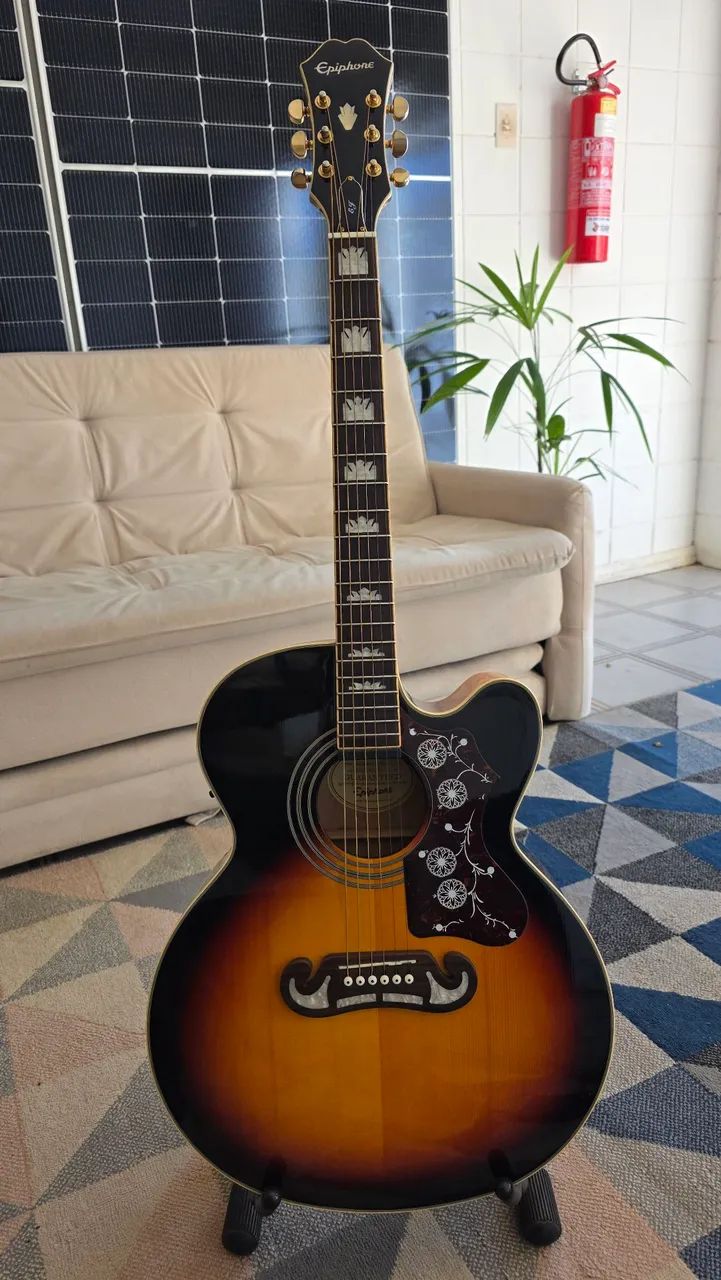 Relíquia: Epiphone EJ-200SCE Vintage Sunburst - Estado de Zero (Revisado)