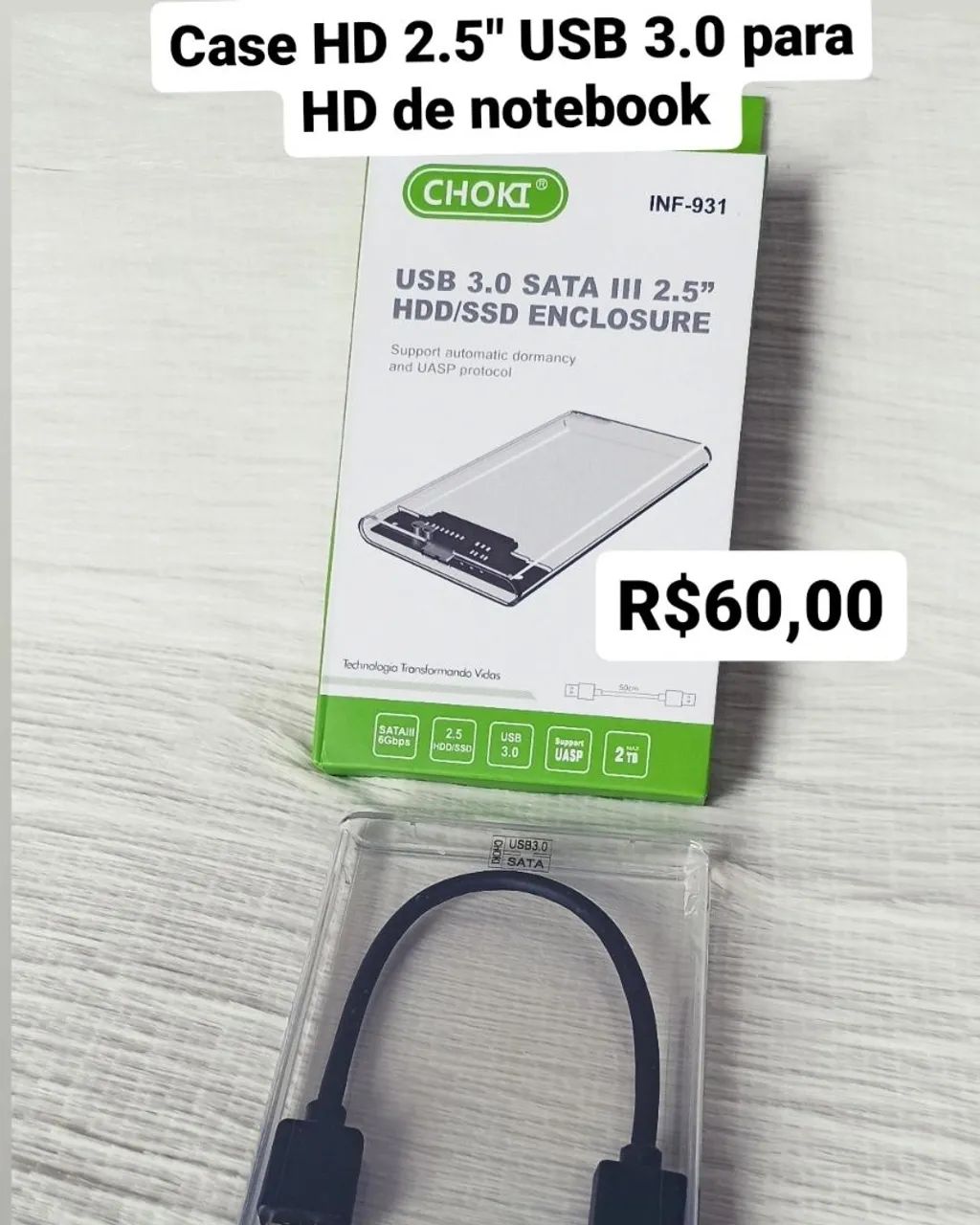 Case HD 2.5" polegadas USB 3.0 para HD externo e SSD/ OFERTA IMPERDÍVEL 