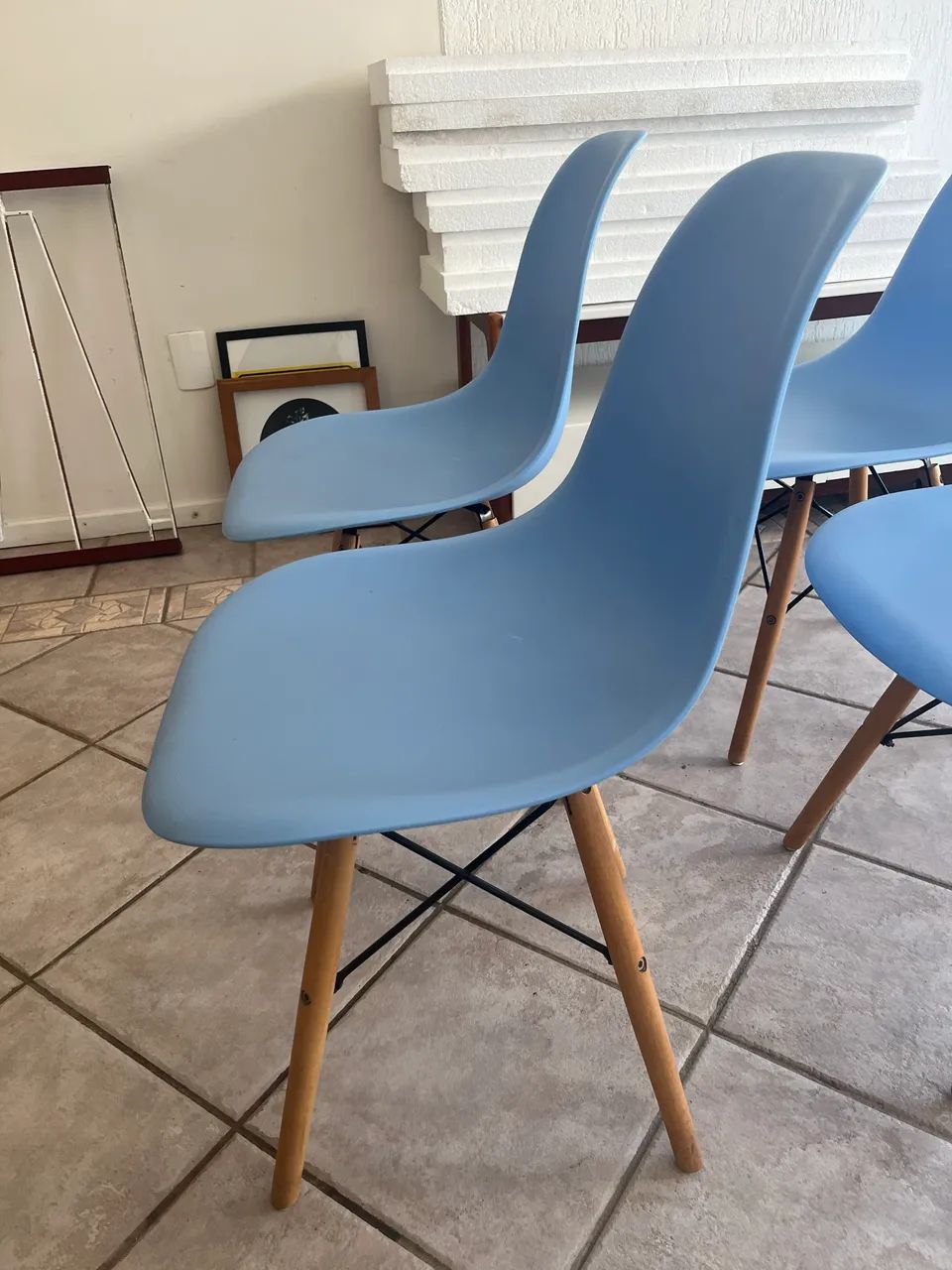 Cadeiras de Jantar - Design Eiffel, Azul - Foto 2