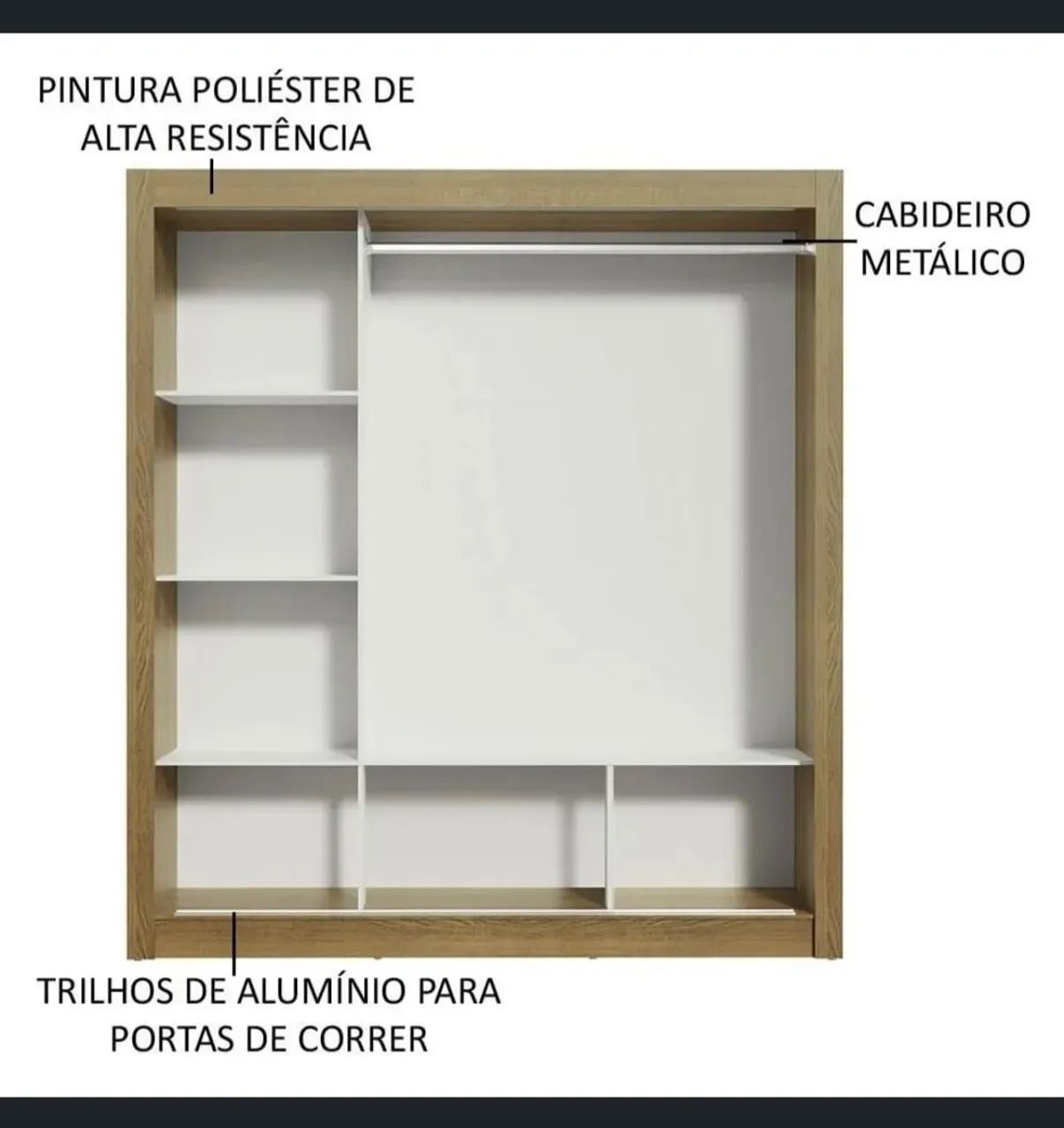Guarda roupa casal 3 portas de correr com espelho