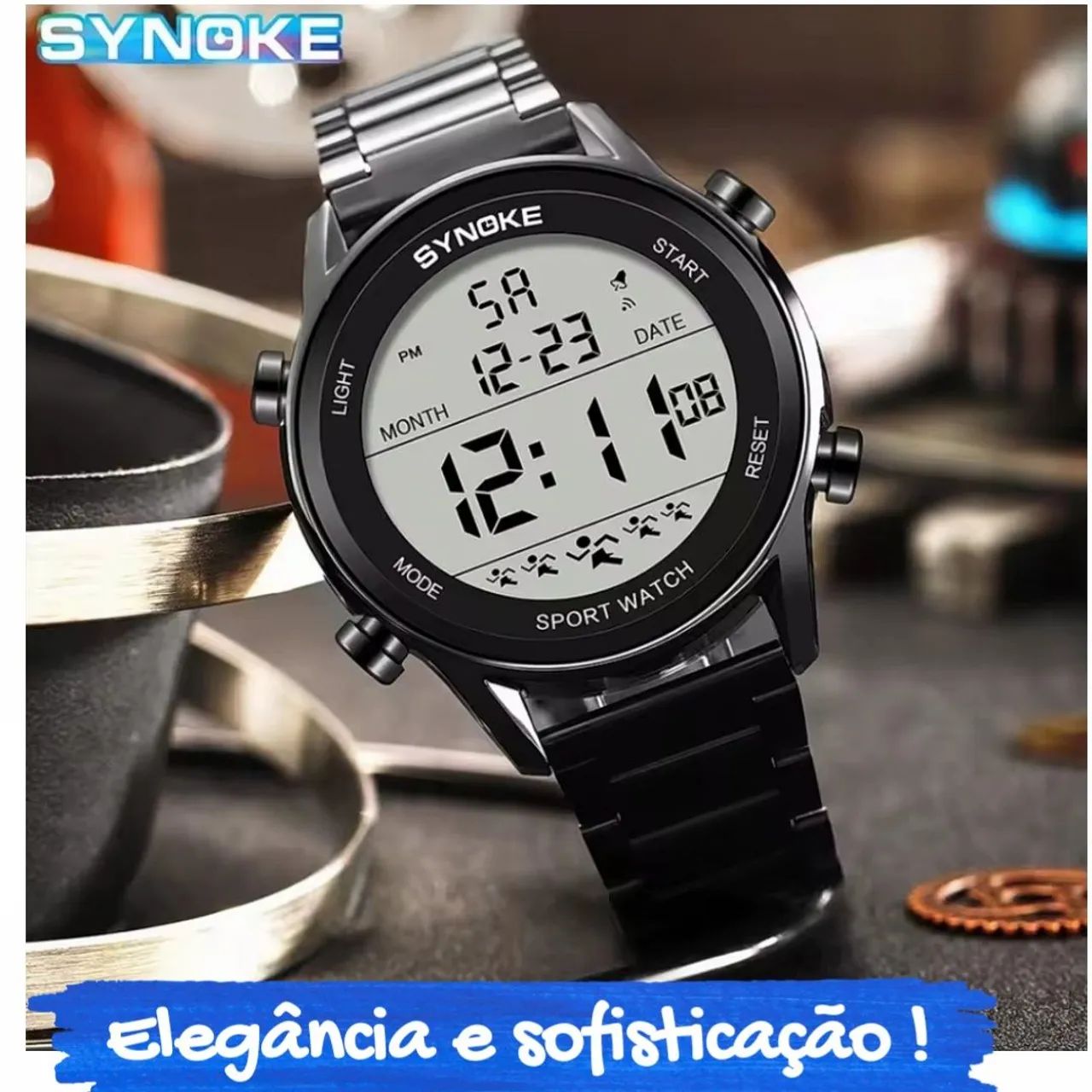 Relógio Display Black Digital combina um design moderno