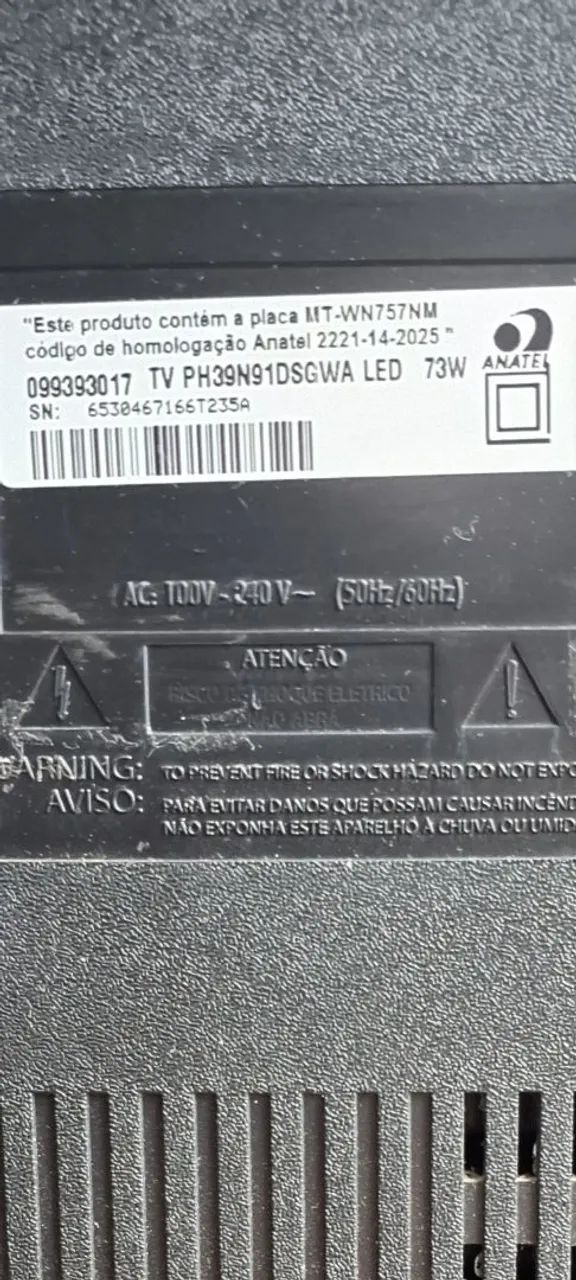 Tv Philco 39 polegadas com defeito 