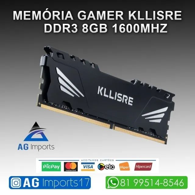 Memória DDR3 16gb  1600MHz Kllisre (2x8gb) - Nova Lacrada - Entregamos - Foto 5
