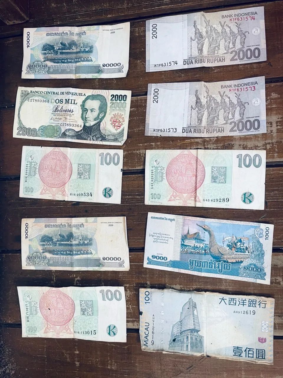 Notas de vários países 
